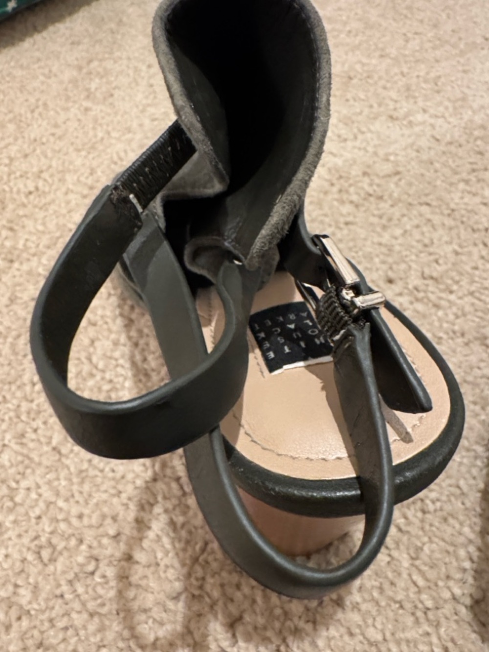 White House Black Market Olive Suede Peep-Toe Block Heel Booties - Picture 4 of 16